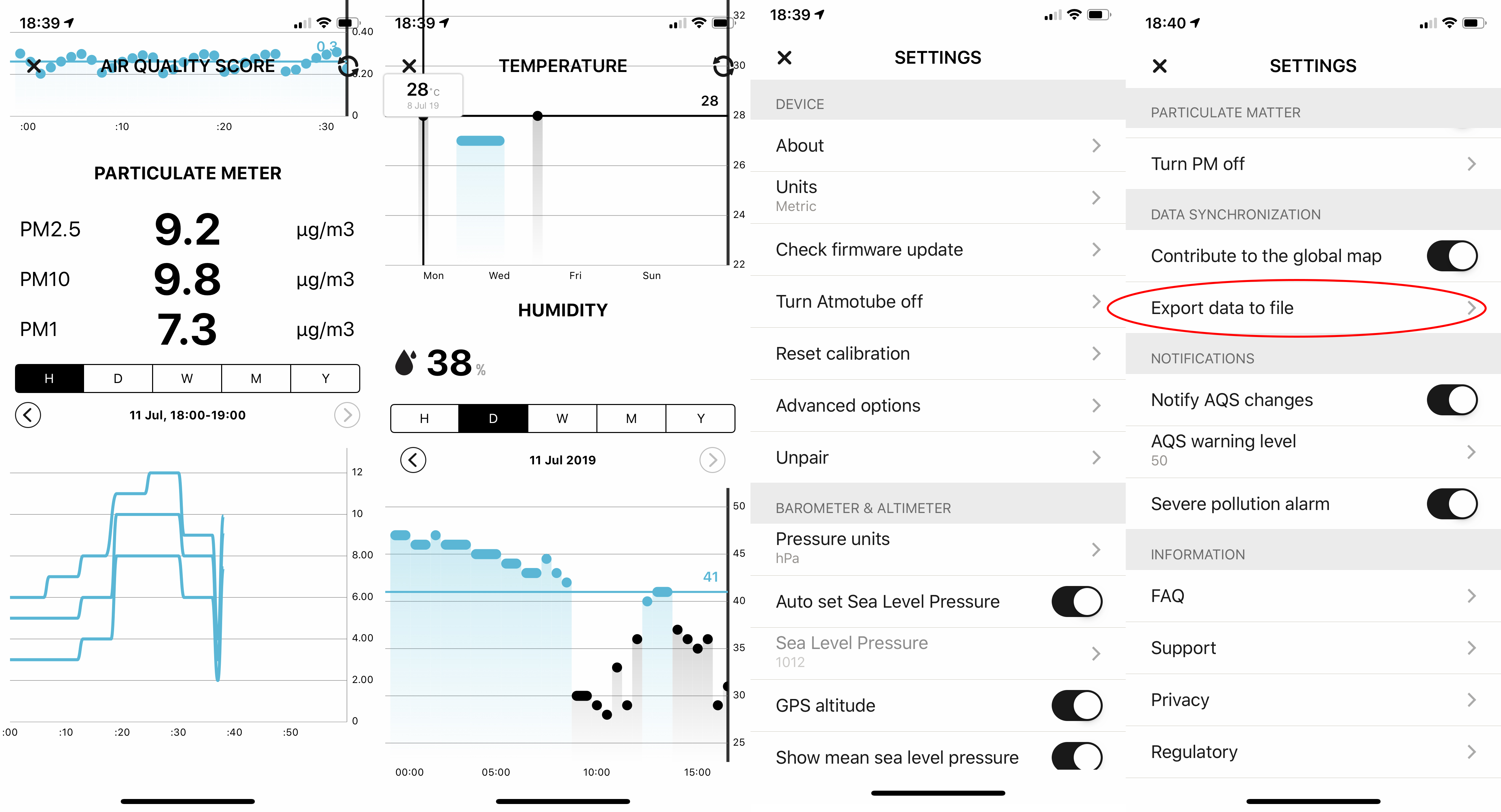 Atmotube app ADVANCE