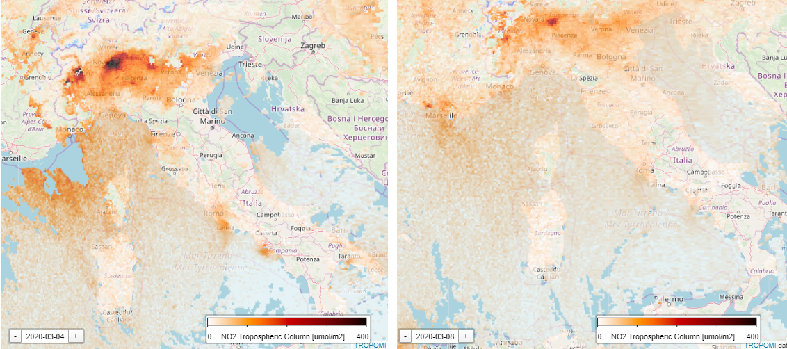 Italy air pollution before after covid19