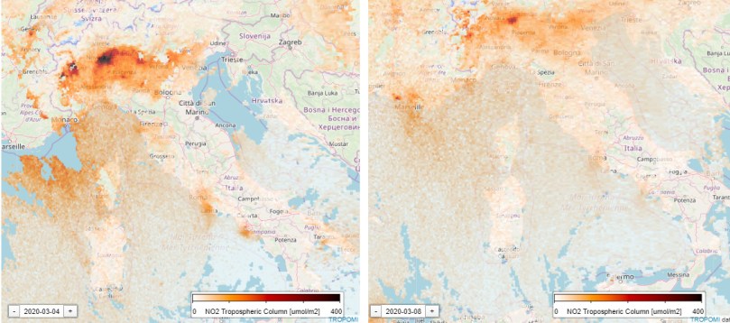 Italy air pollution before after covid19